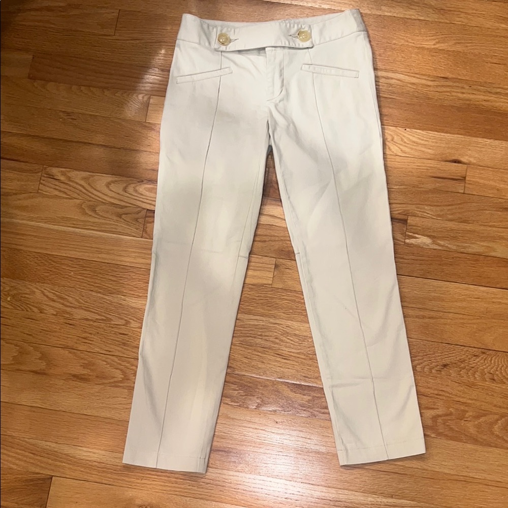 Nanette Lepore Cream Pants with Gold Button Accents
